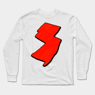 Bright Red New Jersey Outline Long Sleeve T-Shirt